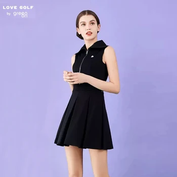 Женское платье Love Golf, летнее новое тонкое модное высококачественное платье-поло без рукавов, платья, Быстросохнущая дышащая плиссированная юбка