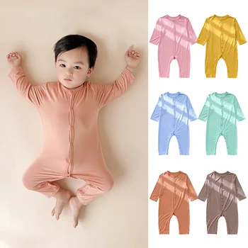 Детские модальные цельнокроеные весенне-летние тонкие боди для новорожденных, одежда, пижамы для мальчиков и девочек, комбинезоны, одежда для новорожденных