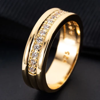 Модные Обручальные кольца золотого цвета Для женщин, мужчин, Элегантная пара, кольца с фианитами, Роскошные свадебные украшения, Лучшие подарки для вечеринок
