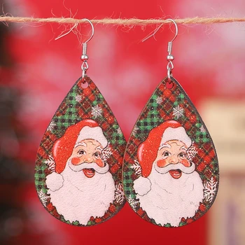 2022 Модные Рождественские Деревянные серьги Санта-Клауса для женщин, Красочная Рождественская Елка, подарочная серьга в виде Снеговика, украшения на Хэллоуин