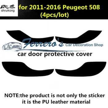 4 шт./лот, автомобильные наклейки из искусственной кожи, автомобильные аксессуары, защитная крышка двери для 2011-2015 Peugeot 508