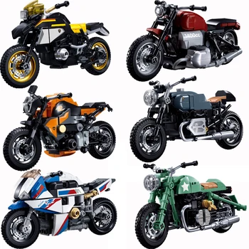 Технический строительный блок мотоцикла Sluban серии BMW, модель гоночного автомобиля, паровая сборка, моторные кирпичи, детские игрушки, подарок для мальчиков